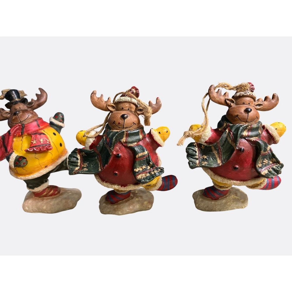 Festive reindeer moose Ornaments Holiday Decor Set of 3